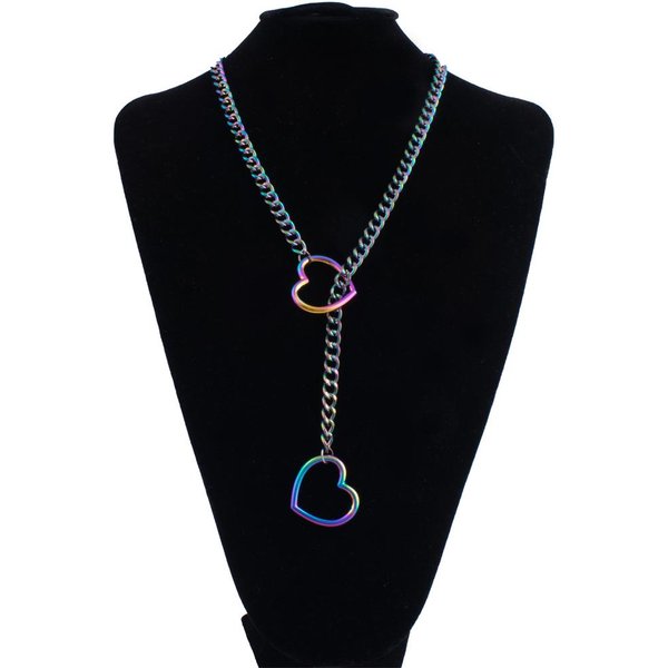 Naszyjnik ŁAńCuszek Serce Dla Kobiet Punk Rock MiłOść ŁAńCuszek Choker Naszyjnik Prezenty Regulowany Goth BiżUteria KTJ 80CM-image
