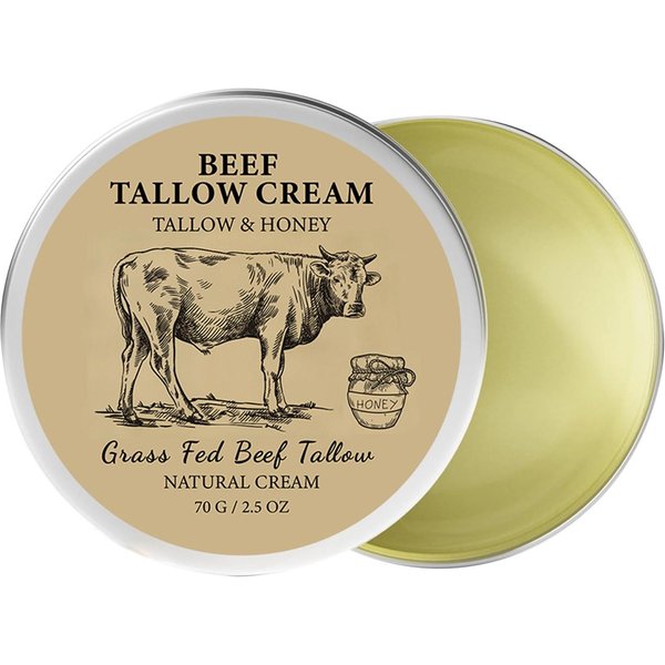 ŁóJ WołOwy, ŁóJ WołOwy Do SkóRy, NawilżAjąCy Krem Do Twarzy Z łOju, Bezzapachowy Organiczny łóJ WołOwy Blam Grass Fed Finished Whipped Tallow Face Cream 70G żółTy-image