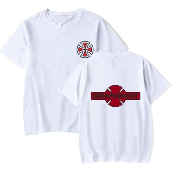 Camiseta De Skate De Moda Americana AlgodóN Puro Estampada Manga Corta Neutra Combinable Alta Calle Tops De Verano Camiseta L White-image