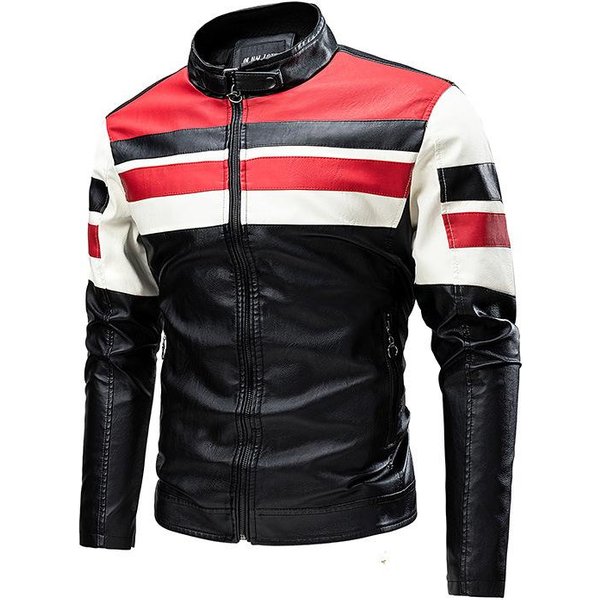 Ropa De Cuero Ropa De Motocicleta Para Hombre, Chaqueta De Cuero Chaqueta Cortavientos Para Hombre Ropa De Cuero Para Motocicleta VersióN Coreana Chaqueta Superior 4XL Gray-image