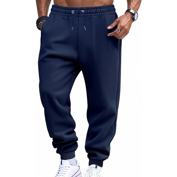 Pantalones Deportivos Jogger Lisos Casuales Holgados Estilo Americano Para Gimnasio Fitness Entrenamiento XXL Azul Marino-image