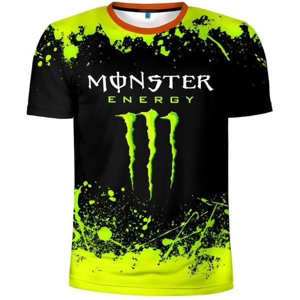 MęSka Letnia Koszulka Marki Monster Energy Z Nadrukiem 3D Casualowa SzybkoschnąCa OddychająCa OkrąGłY Dekolt KróTki RęKaw 3XL-image