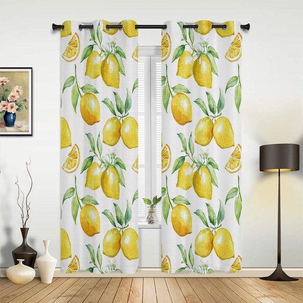 Akwarelowe Cytryny Owoce BiałE ŻółTe ZasłOny Do Sypialni Salonu Draperie Kuchnia PokóJ DziecięCy ZasłOna Okienna Nowoczesny WystróJ Domu 135W X 60H(Cm) X1 Yellow-image