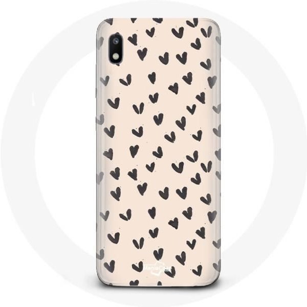 Funda - Samsung - Galaxy A10 - Negro - Abstracto Con Corazones - Flexible Negro-image