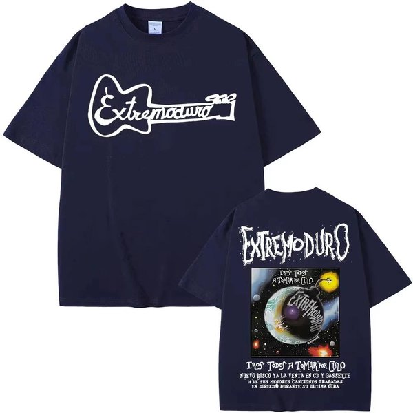Camisetas Banda De Rock Extremoduro Tour 2026 Hombres Mujeres Harajuku Hip Hop Punk Camiseta Masculina Verano AlgodóN Camiseta Oversize Streetwear S Negro-image