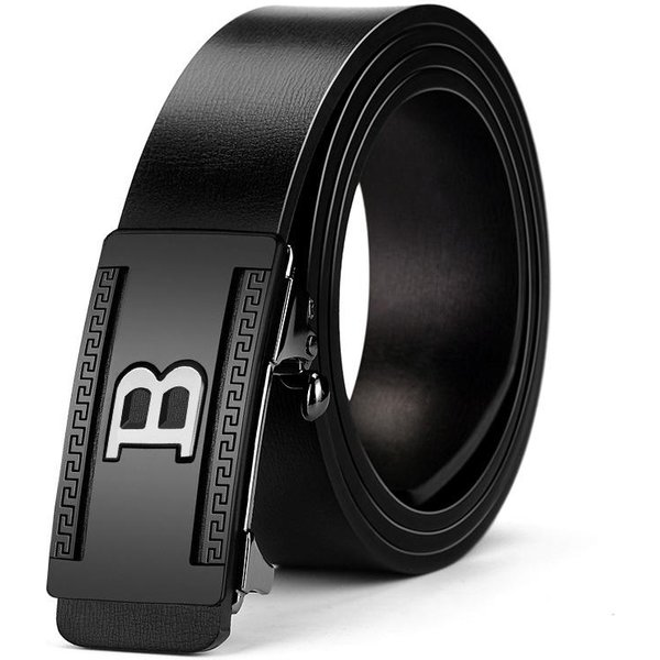 CinturóN Para Hombre Hebilla AutomáTica Piel De Vaca CinturóN De Negocios De Alta Gama Mediana Edad Y Joven CinturóN Casual VersáTil Hombres 130Cm Gray-image