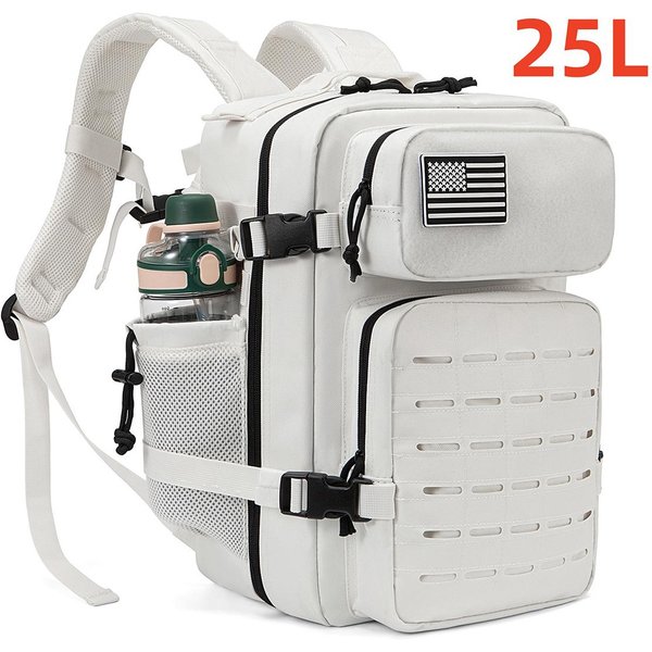 Taktyczny Plecak 25L/45L Dla MężCzyzn Kobiet Laserowo CięTy Molle Plecak Turystyczny Z PodwóJnymi Uchwytami Na Kubki Torba Na SiłOwnię Gray-image