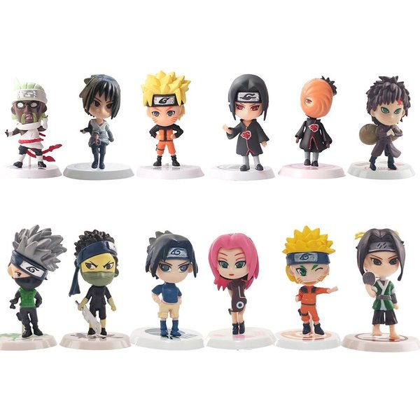 12 Szt./Zestaw Figurka Anime Naruto Shippuden Hinata Sasuke Itachi Kakashi Gaara Figurka Akcji Wersja Q Figurki PVC Zabawki Prezent-image