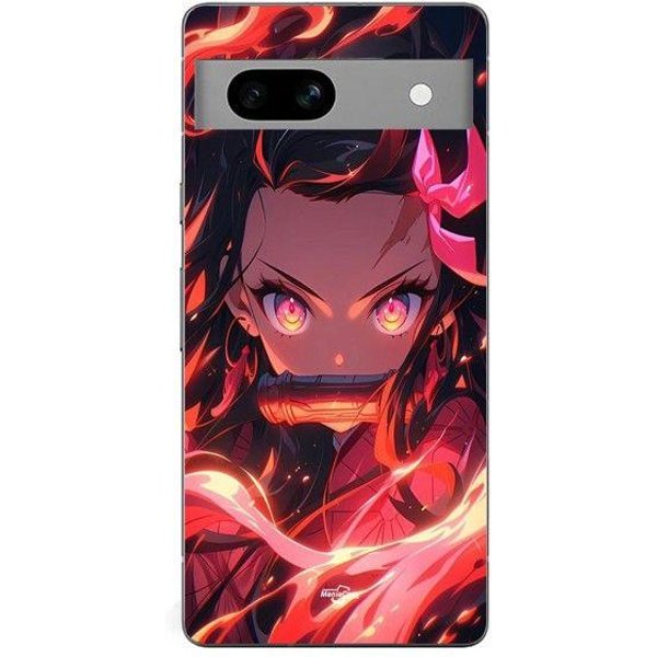 Funda De TeléFono - Maniacase - Google Pixel 7A - Silicona - Flexible - Demon Slayer Nezuko Kamado Negro-image