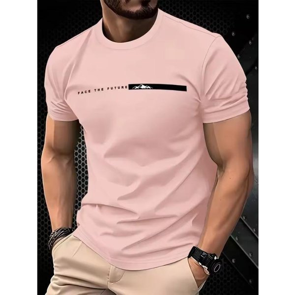 Camiseta De Verano Para Hombre Casual Deportiva Holgada Oversize Sencilla Con PatróN De Letras Estampado Cuello Redondo Manga Corta 3D Top 3XL-image