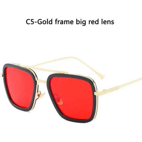 Gafas De Sol Steampunk Tony Stark Para Hombres Mujeres Elegantes Cuadradas Para Conducir Hombres Mujeres Montura De Metal Elegantes Tonos Oculos De Sol As Shown Red-image