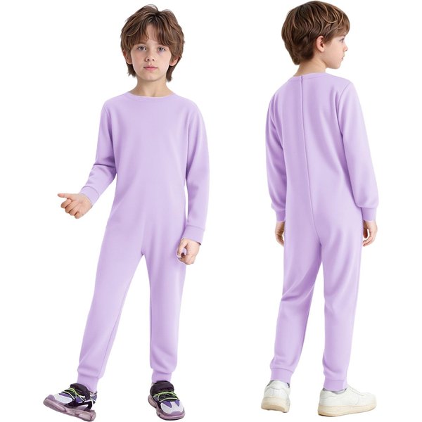 Ropa Adaptable Para Necesidades Especiales Mono Unisex De AlgodóN Para NiñOs Cuello Redondo Manga Larga Cremallera Trasera 11-12 Years Lavanda-image