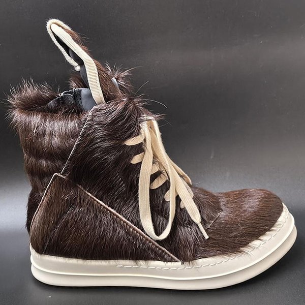 Nowe Luksusowe Patchworkowe Buty Sportowe Wysokie MęSkie Ze SkóRy Naturalnej Niebieskie WłOsie KońSkie OkrąGłY Nosek Sznurowane Zamki BłYskawiczne Buty Deskorolkowe Dla Pary 35 Black-image