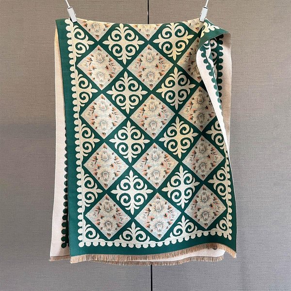 Luksusowy Damski MięKki Zimowy Szalik Kaszmirowy Modny Szal Z Wzorem Kwiatu Nerkowca CiepłY Szal I Chusta Bandana Pashmina Damski Szalik One Size Black-image