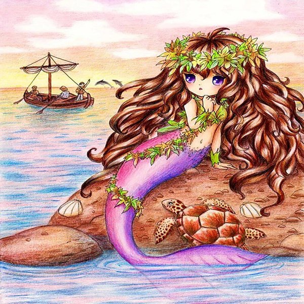 5D DIY Diamante Pintura Sirena Bordado Punto De Cruz Rhinestone Mosaico DecoracióN Del Hogar 30X30CM-image