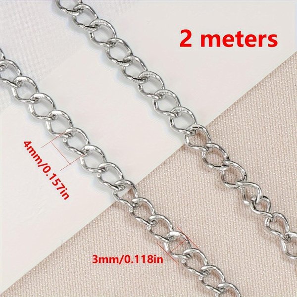 Cadena De Acero Inoxidable, Cadena De Eslabones Retorcidos De 2/3/4 Mm De Espesor Para FabricacióN De JoyeríA Diy, Accesorio De Manualidades, Colgantes Para FabricacióN De JoyeríA-image