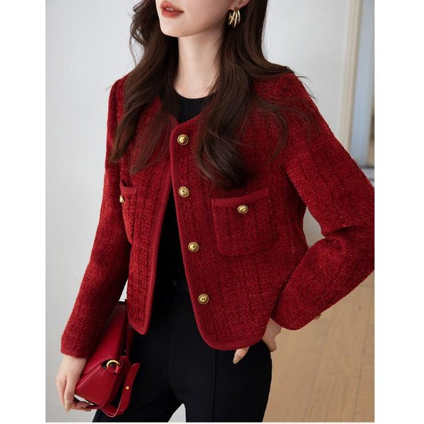 Abrigo BorgoñA Mujer Primavera Y OtoñO Nuevo Lana Top XL BorgoñA-image
