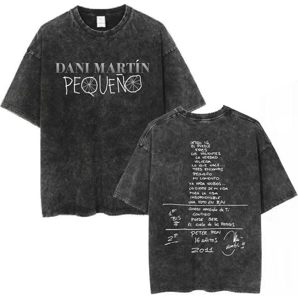Dani Martin Lo Que Me De La Gana Tour Camisetas Hombre Mujer Moda Vintage Lavada Camiseta De AlgodóN Manga Corta L-image