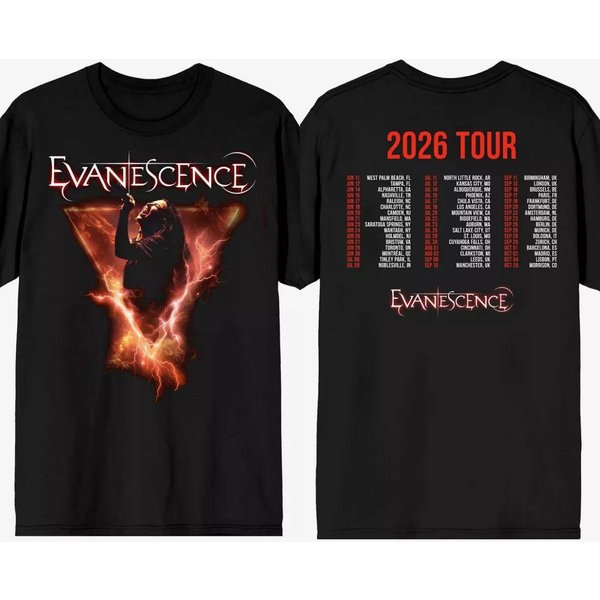 2026 Tour De Evanescence GráFico Nuevo Camiseta Unisex Unisex 100% AlgodóN Manga Corta Y2K Oversize Moda Camiseta Popular Ropa Urbana Tops XL Brown-image