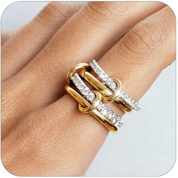 Anillos Apilables Entrelazados Chapados En Oro De 18 Quilates Para Mujer Anillo DeclaracióN Conjunto De Apilamiento Regalos Circonita CúBica JoyeríA Para Apilar 7 Brown-image