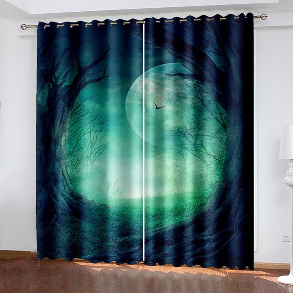 Cortinas CorazóN Amoroso SueñO Rojo Bosque MíStico Naturaleza Cortinas DecoracióN Para Dormitorio Sala De Estar Tratamiento De Ventana Parte Superior Con Ojales Techo 100W160H(Cm)40X63In&Grommet Top-image