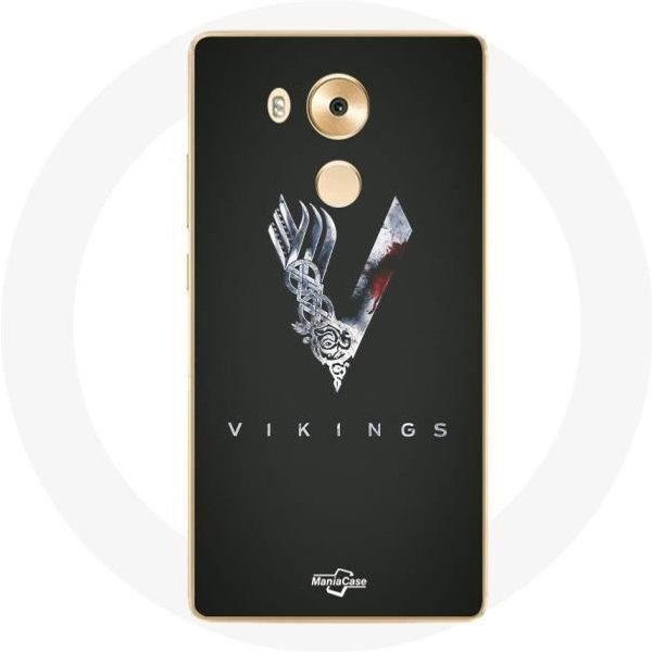 Funda Huawei Mate 8 Vikings Series Temporada 6 Logo V Espada Fondo Gris Negro-image