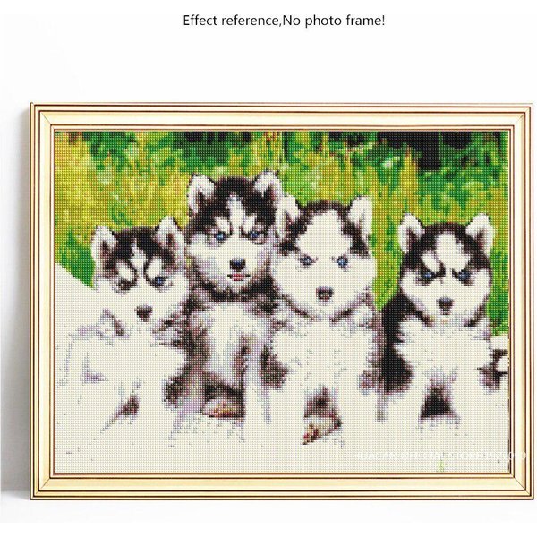 Mosaico De Diamantes DIY Animal Perro Taladro Redondo Completo Pintura De Diamantes Bordado Venta 20X30-image