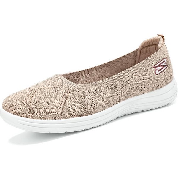 Zapatos De Mujer Zapatos Casuales En Verano Suela Blanda Sin Fatiga, VersáTiles Transpirables Zapatos De Madre Zapato Perezoso De Un Paso Zapatos De Malla Voladora 41 Beige-image