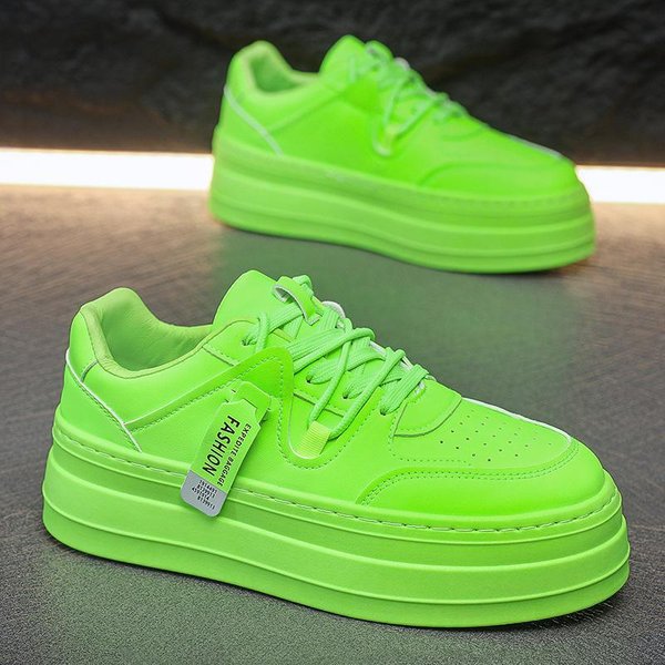 MęSkie Jesienne Sneakersy PodwyżSzająCe Wzrost - OddychająCe, Gruba Podeszwa, Modne Fluorescencyjne Zielone Buty Casualowe Dla NastolatkóW. 45-image