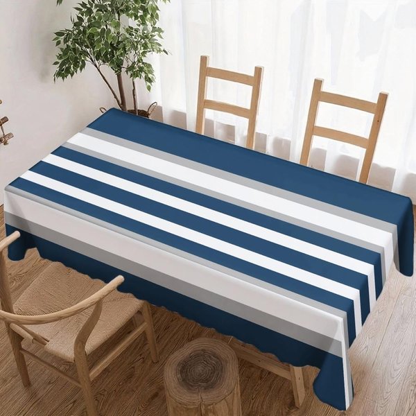 ProstokąTny Obrus W Paski Marynistyczne Do Dekoracji StołU Kuchnia Jadalnia Wodoodporny Wielokrotnego UżYtku Obrus Na Stół Wesela Imprezy 100X160Cm-image