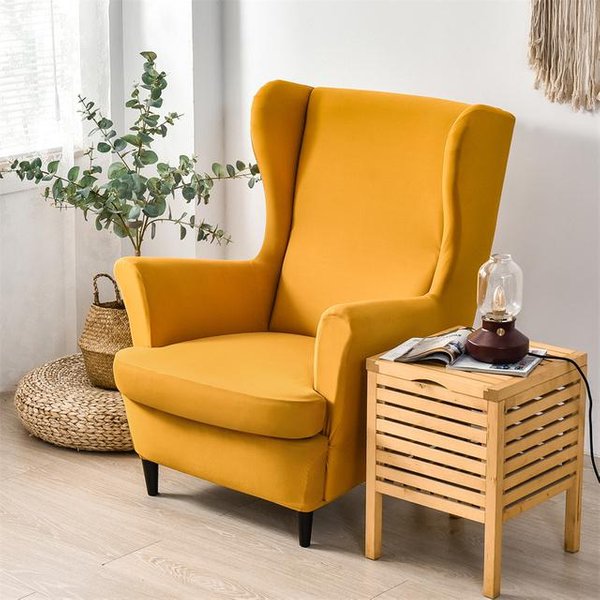 Funda EláStica De Color Liso Para SillóN Orejero, Funda De Licra Para Sala De Estar, Funda Para SillóN, Funda Para Respaldo De Sofá Orejero. 1 Piece Orange-image