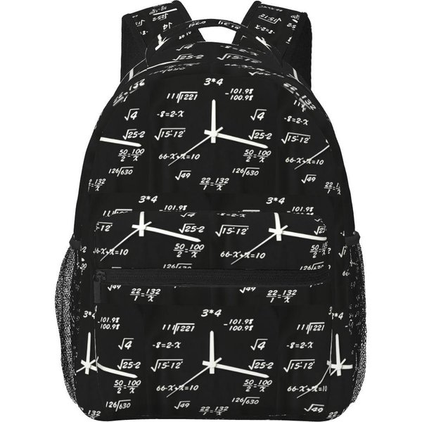Zabawny Druk Zegar Matematyczny Plecak Ucznia Torba Szkolna Plecak Jednodniowy Na Piesze Wycieczki PodróżE Dla MężCzyzn Kobiet Modna Torba Na KsiążKi Torby Na Ramię One Size-image