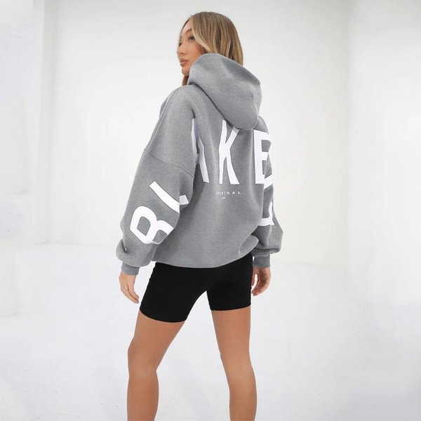 Unisex Bluza Z Kapturem Nadruk DłUgi RęKaw LuźNa Codzienna Pulower Bluza Z Kapturem Gruba MięKka Streetwear Top Dla MężCzyzn Kobiet Xxxl Gray-image
