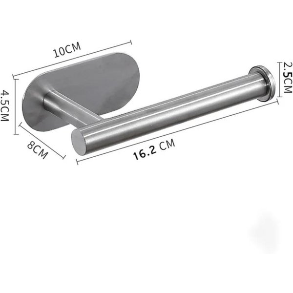 Portarrollos De Papel HigiéNico Autoadhesivo, Sin Perforaciones, Soporte De Almacenamiento Con Gancho Para Cocina, Montaje En Pared De Acero Inoxidable-image