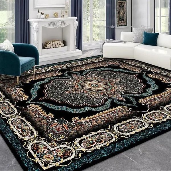 Vintage Perski WzóR Orientalny DużY Dywan AntypośLizgowy Zmywalny Dywanik PodłOgowy Do Salonu Sypialni WystróJ Domu 100X150Cm 40X59Inch-image