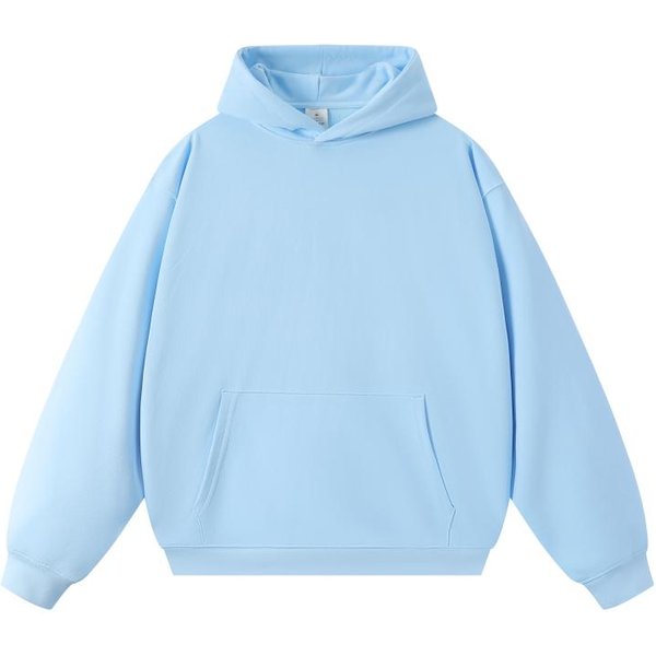 Bluza Z Kapturem Terry Styl Jesienno-Zimowy ObniżOna Linia Ramion LuźNa Modny Pulower Bluza Z Kapturem Codzienny Jednolity Kolor Kurtka Unisex XL Niebieski-image