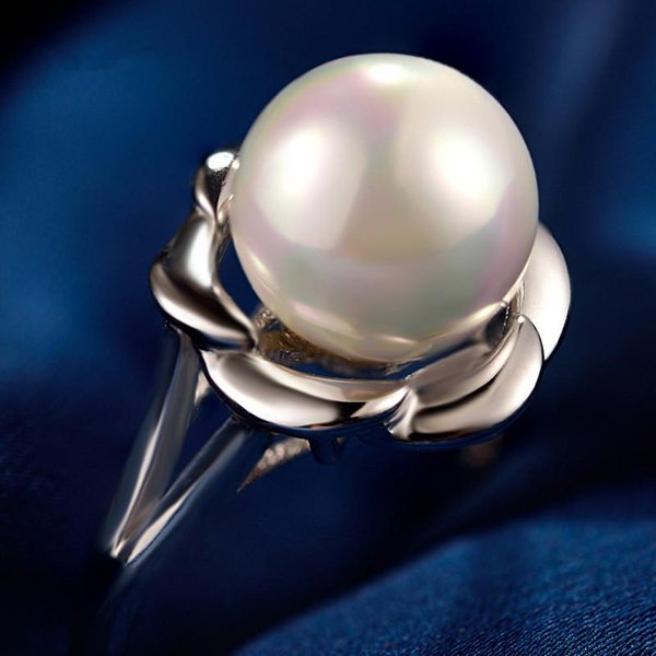 Anillo De Plata 925, Anillo De Boda Con Perlas Naturales, JoyeríA De Moda De Plata Para Mujer Ajustable Resizable-image