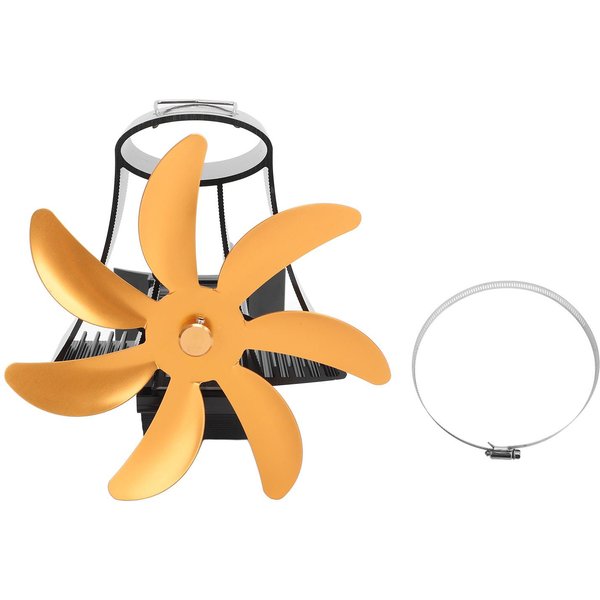 Ventilador Para Estufa De LeñA Tubo Ventilador Para Chimenea 7 Palas Ventilador Para Estufa En Chimenea Motores Silenciosos Alimentado Por Calor LeñA Oro-image
