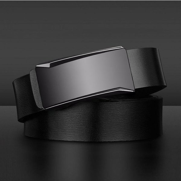 CinturóN De Hombre De Cuero Genuino De Alta Gama Para Negocios Con Hebilla AutomáTica Sin Dientes, CinturóN De Cuero Para Hombres De Mediana Edad Y JóVenes 130Cm-image