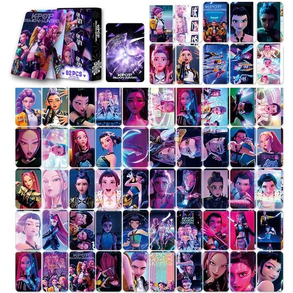 92 Karty K-POP DziewczęCa Grupa ŁOwcóW DemonóW Holograficzne Anime Karty Lomo Kolekcjonerskie Prezenty Dla FanóW White-image