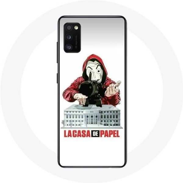 Coque Samsung Galaxy A41 La Casa De Papel Masque Logo Fond Blanc Blanco-image