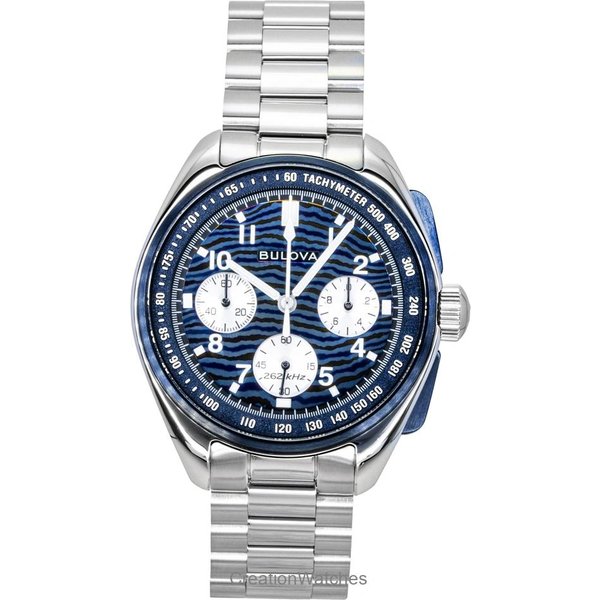 Bulova Lunar Pilot Timascus Chronograf 150 Rocznica Edycja Limitowana Niebieska Tarcza Kwarcowy 98A329 Zegarek MęSki-image