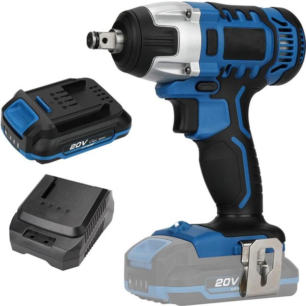 Llave De Impacto InaláMbrica, Llave De Impacto EléCtrica De 1/2 Pulgada Con Par MáXimo De 260 Pies-Libras (220N.M), Poder EU Plug Azul-image