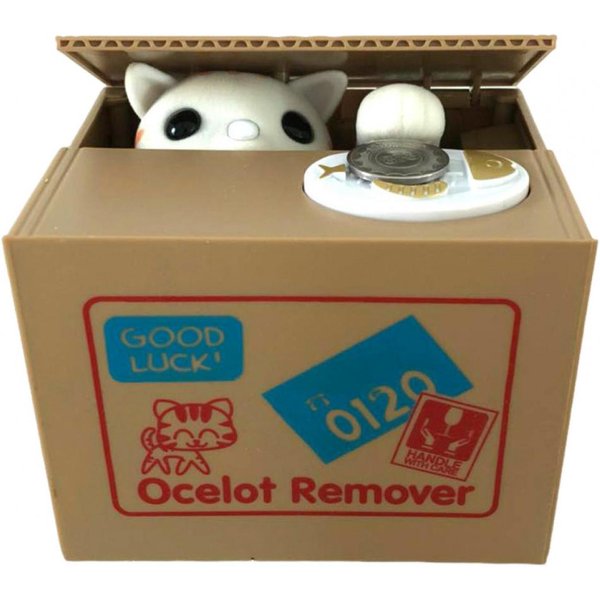 Skarbonka Piggy Bank Automatyczna Kradzież PienięDzy Skarbonka Na Monety Chciwy Kot Skarbonka Piggy Bank Monety USA Kompatybilne PudełKo Do OszczęDzania PienięDzy NarzęDzie Do OszczęDzania PienięDzy Dla Dzieci-image