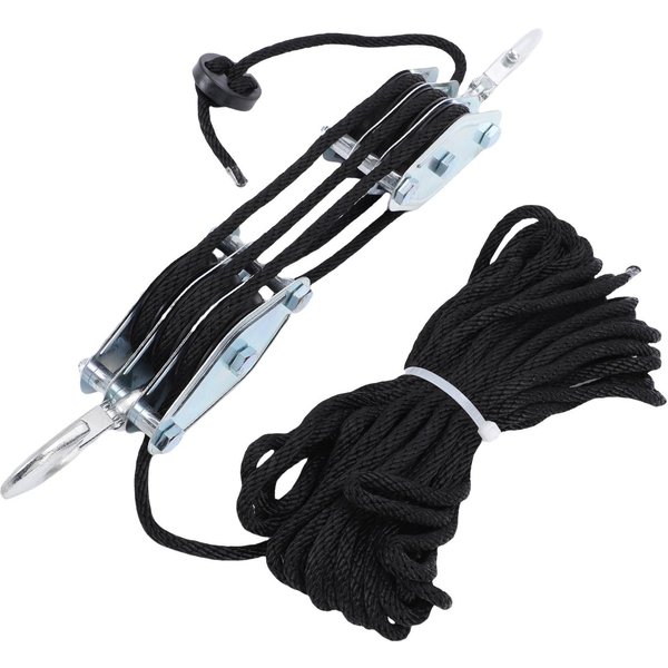 Sistema De Polea De Polipasto De Cuerda 3 Ruedas Cuerda De 15 M Resistencia A La Rotura 2200 Libras 6:1 Sistema De Poleas De Polipasto-image