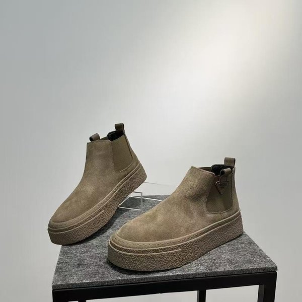 Botas Chelsea Para Hombre Nuevas De Color SóLido Botas Martin VersáTiles Retro De Punta Simple De CañA Alta Botines De Suela Gruesa Para Hombre 43 White-image