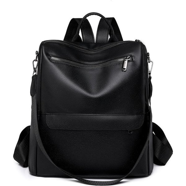 Mochila De Moda Y Retro Para Mujer Mochila De Cuero Suave Gran Capacidad Impermeable Mochila Escolar Para Estudiante Nuevo Estilo-image