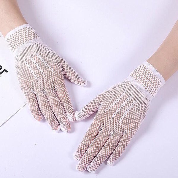 Guantes De Encaje De Verano, Guantes De Malla Para Mujer, DiseñO Fino Con ProteccióN Solar, Calados, Encaje Sexy Retro Elegante Para ActuacióN De Baile, Novia White-image