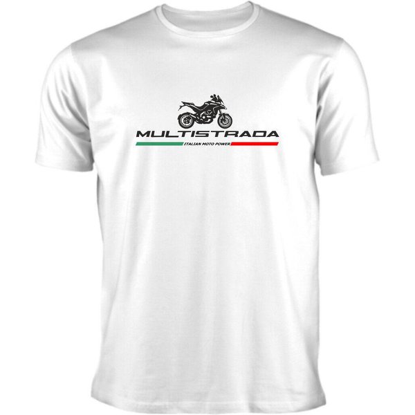 Camiseta Para Fans De Motocicleta Italian Multistrada 100% AlgodóN Cuello Redondo Manga Corta Verano Casual Para Hombre Streetwear XL White-image