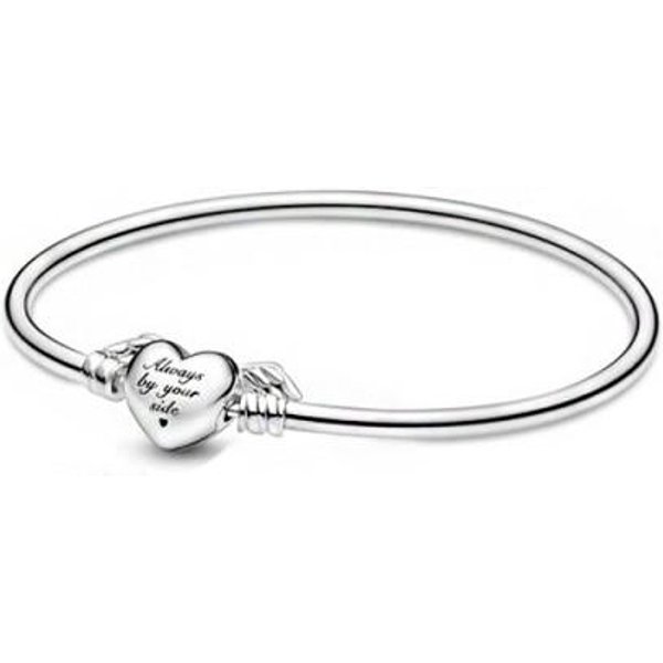 Pulsera De Plata Maciza 925 Con Forma De CorazóN, Cadena Original Con Cierre De Disco Azul Brillante, Pulsera De Cadena De Serpiente, JoyeríA Para Mujer 17Cm White-image